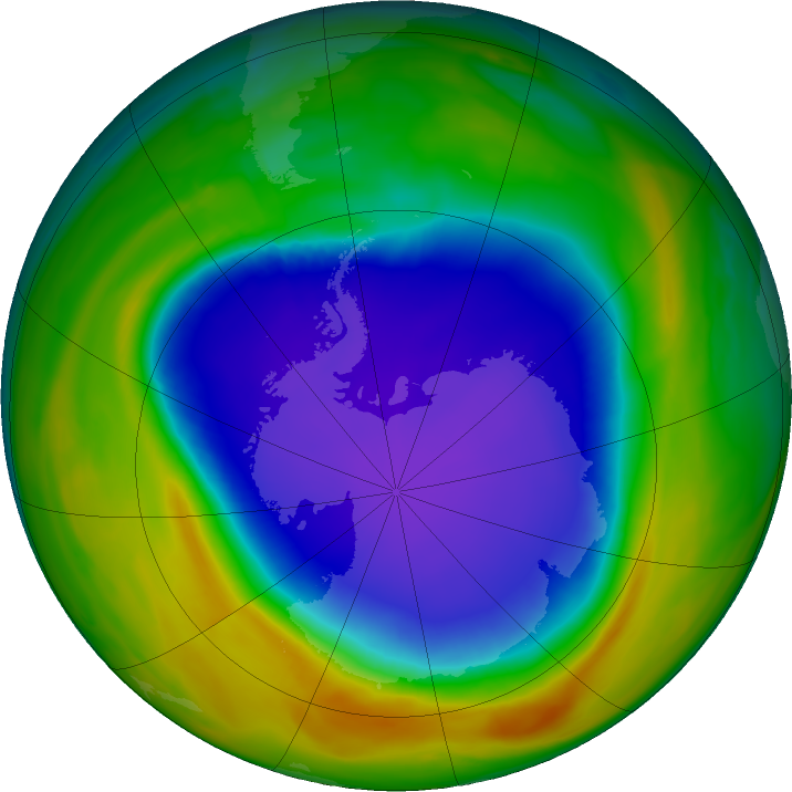 Antarctic ozone map for 28 October 2018